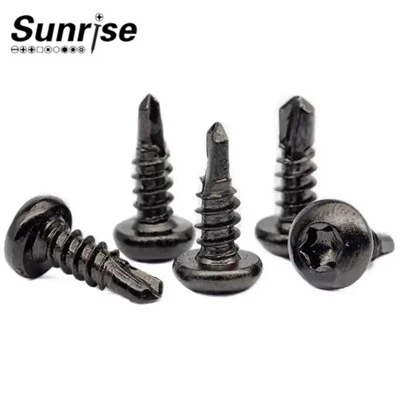 Black Roof Tek 6 로브 Torx 드라이브 팬 둥근 머리 자체 드릴링 나사